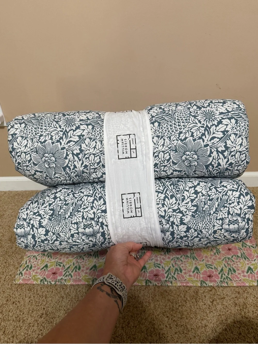 William Morris Bird and Anemone King Comforter in Sea Blue